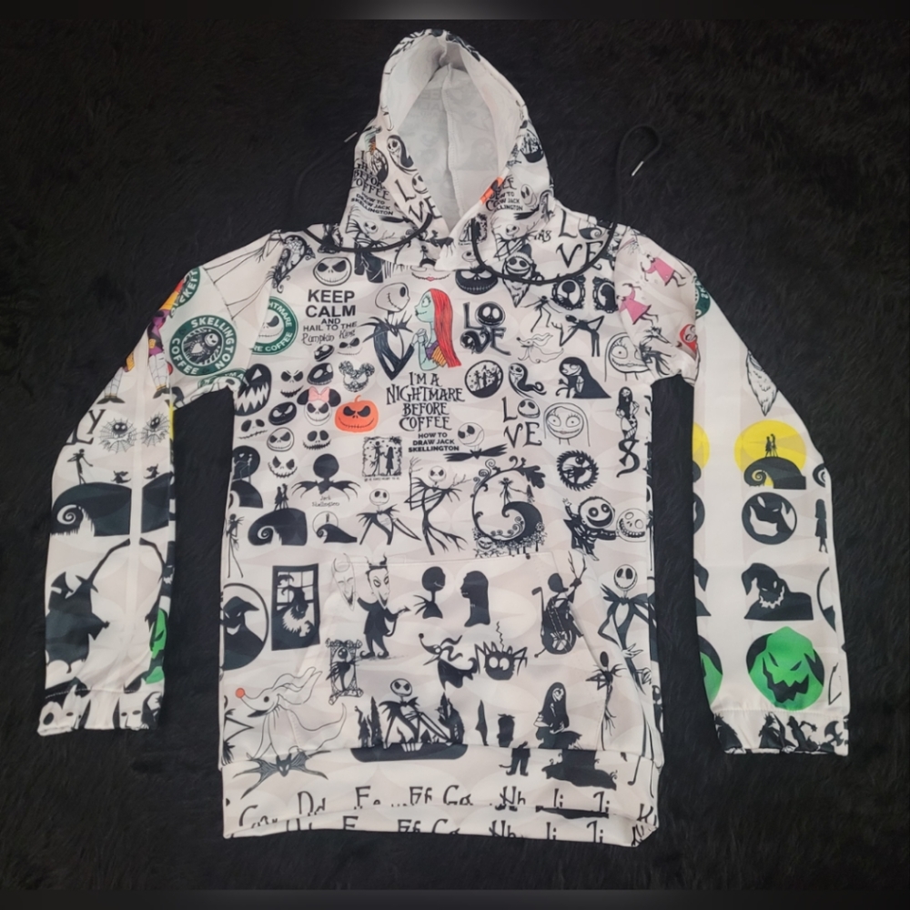 NWOT The Nightmare Before Christmas Skellington Coffee Pullover Hoodie Small